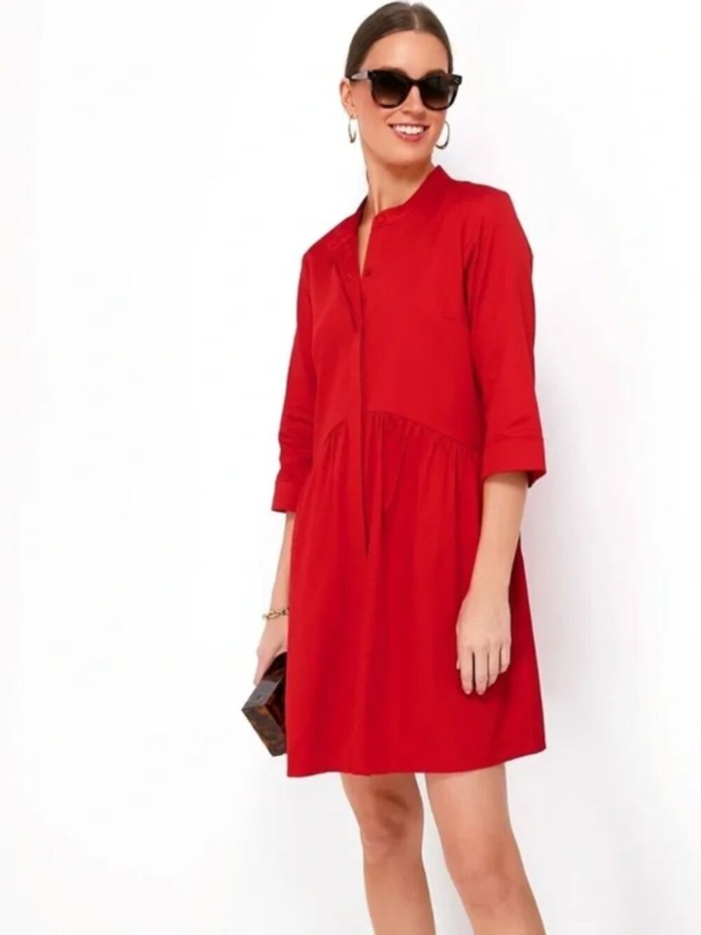 Tuckernuck Coral Royal Shirt Dress Cotton Mini Lightweight Relaxed Size M